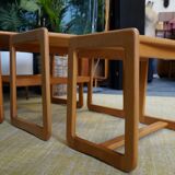 Swedish pale teak nesting tables set of three