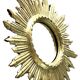 Golden Wooden Sun Mirror | Mid-20th Century - 48 cm