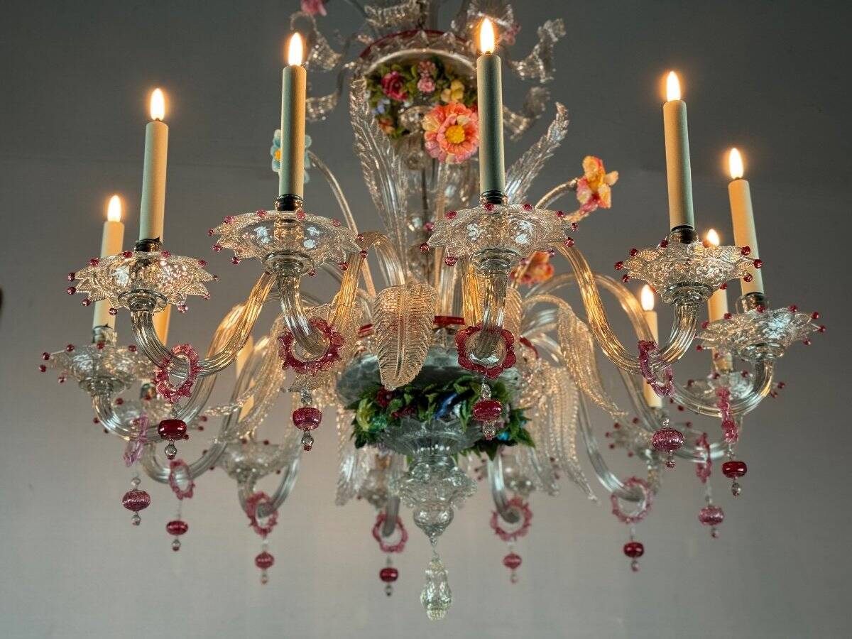 Two Tier Multicolor Murano Glass Venetian Chandelier