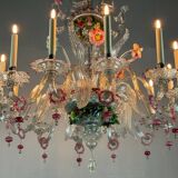 Two Tier Multicolor Murano Glass Venetian Chandelier