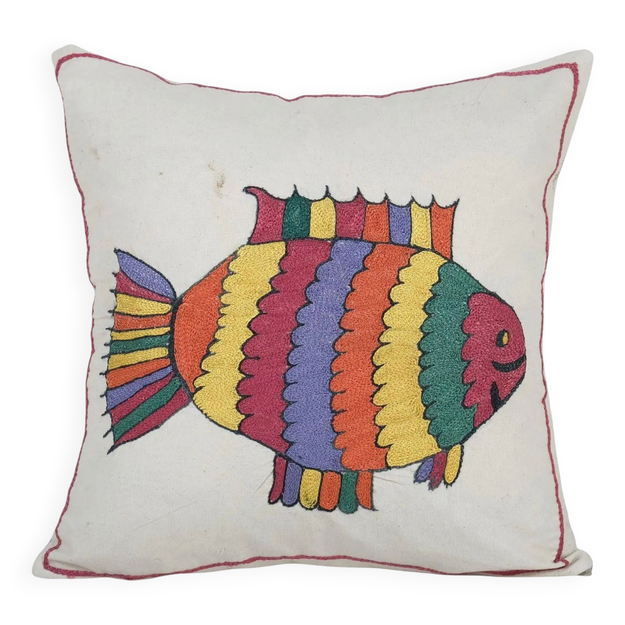 Vintage embroidered cushion cover 46x48 cm