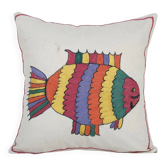 Housse de coussin brodée vintage 46x48 cm