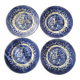 4 flat plates "blue willow"