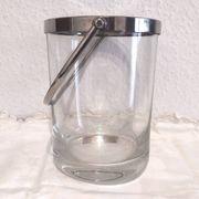 Glass and silver metal ice bucket