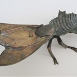 Zoomorphic ashtray fly metal patinated vintage