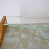 1960s italian sideboard/chest of drawers in high gloss finish with glass top and shelf