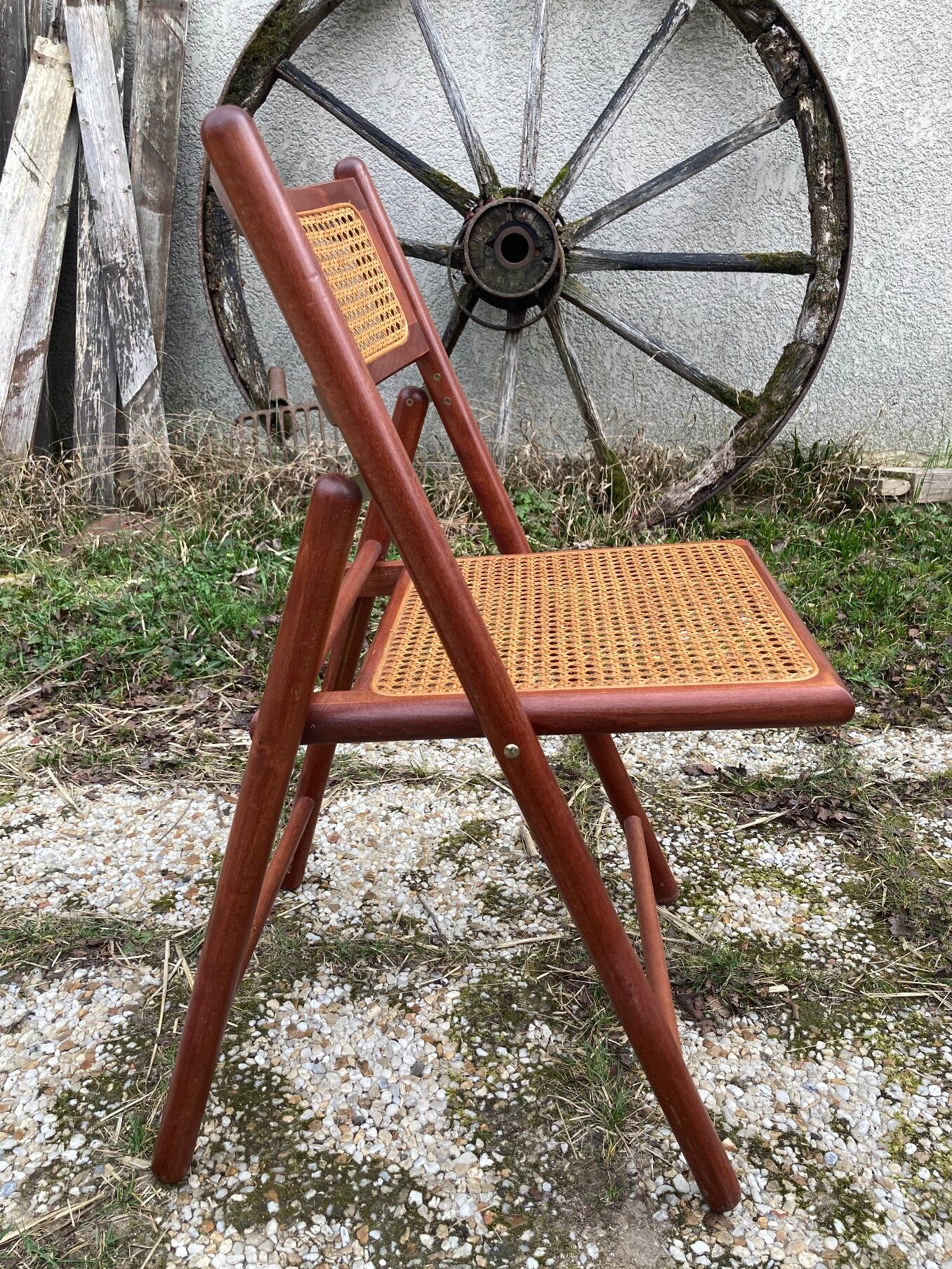 Pair of Italian folding chairs in vintage canning