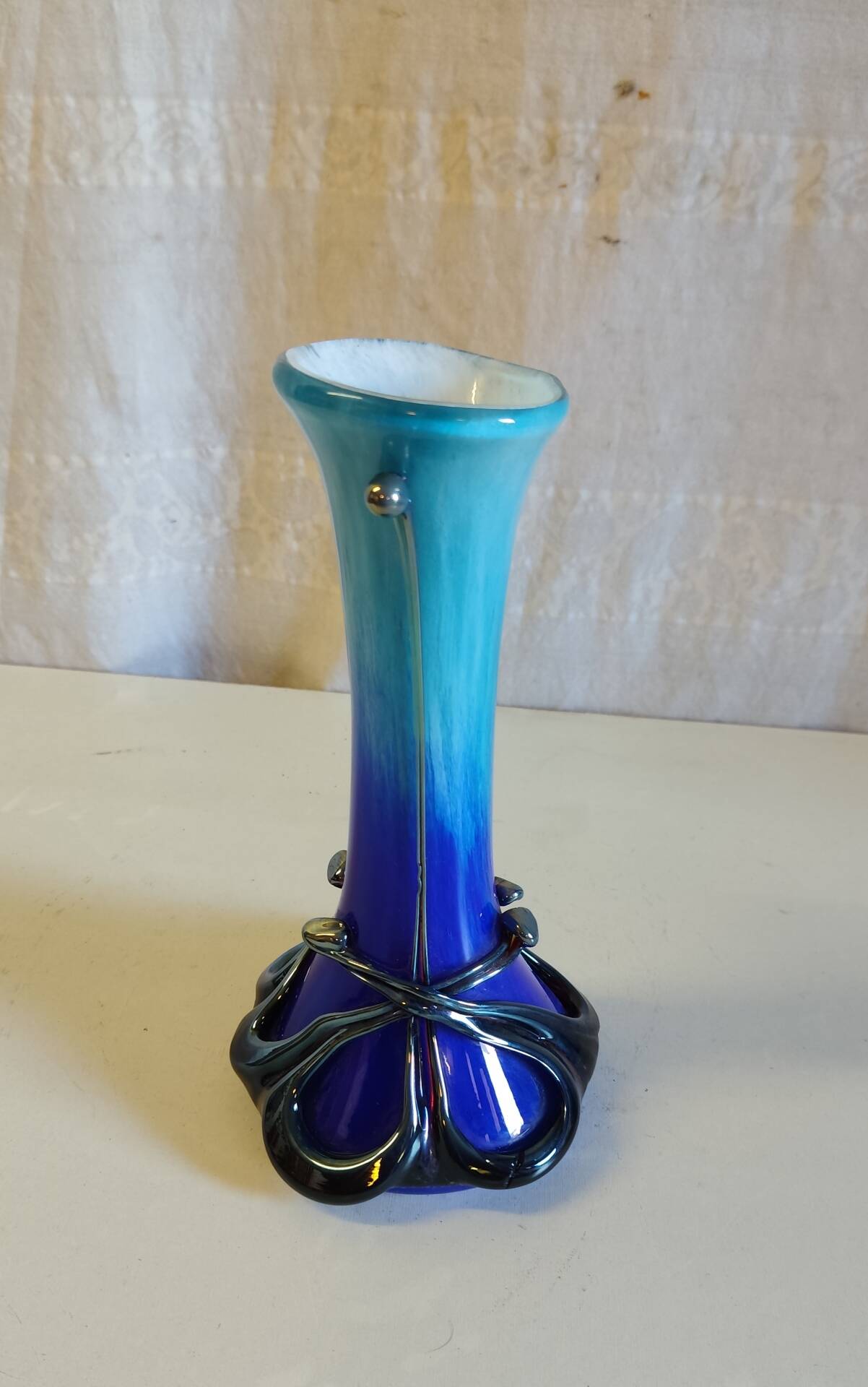 Art Nouveau vase in Biot glass by J.M. OPERTO - mid 20th century