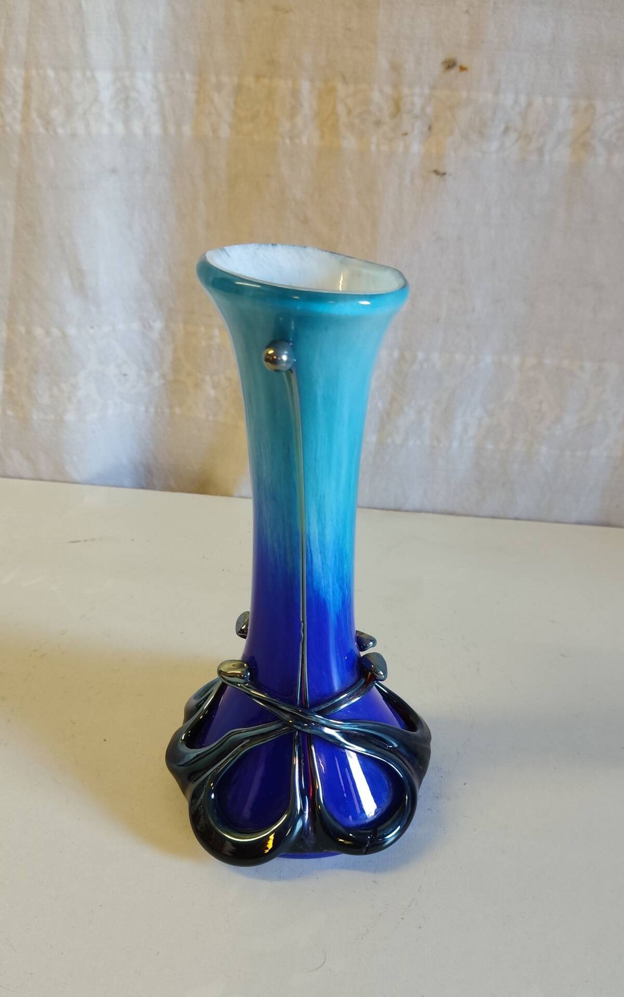 Art Nouveau vase in Biot glass by J.M. OPERTO - mid 20th century