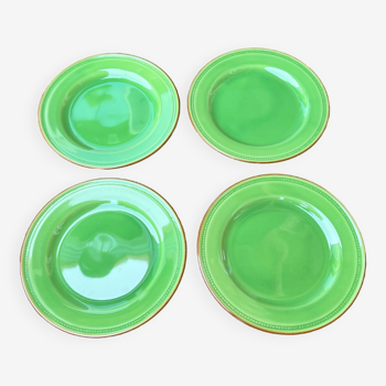 4 green dessert plates