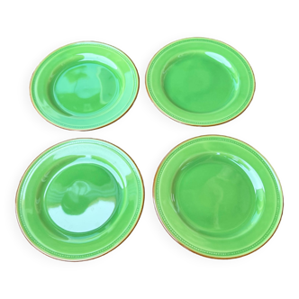 4 green dessert plates