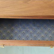 Meuble d'entrée d'appoint console art déco en bois couleur teck et doré