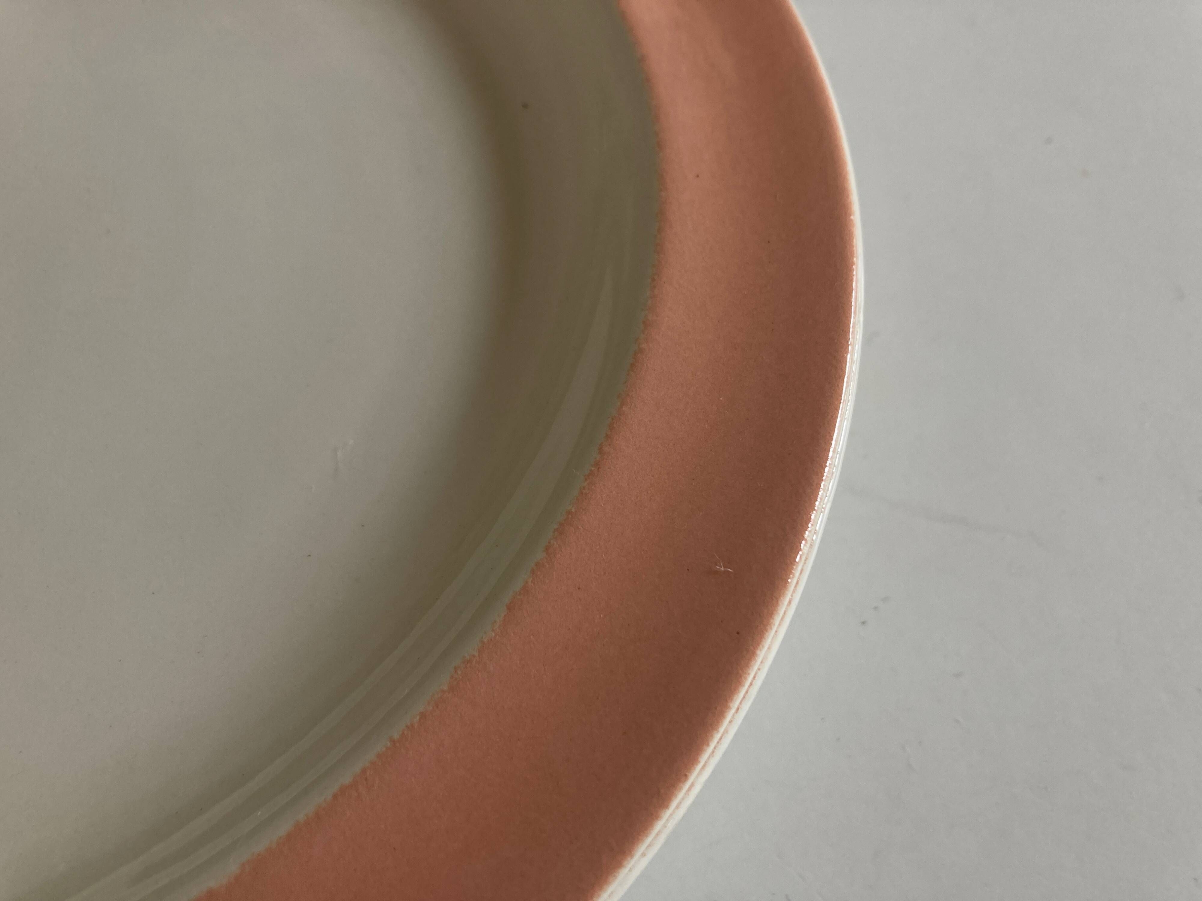 Set of 6 flat plates 1958 mid century Boch Frères Keralux Belgium
