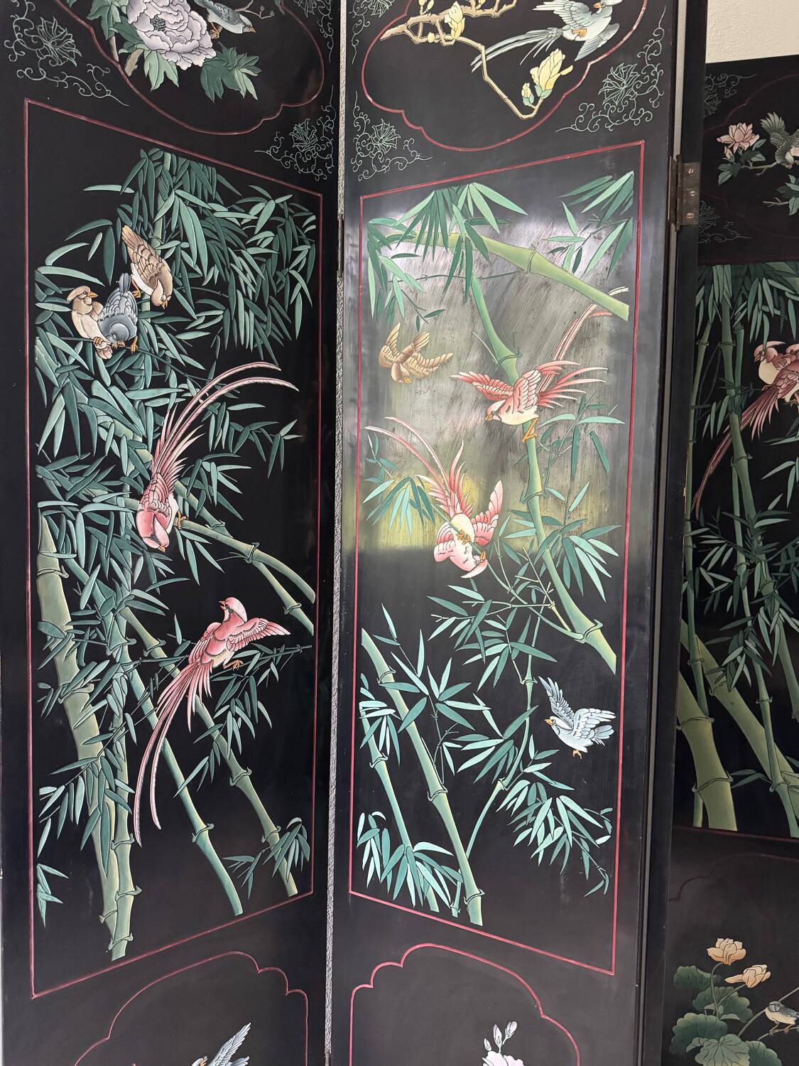 Antique Chinese lacquer screen