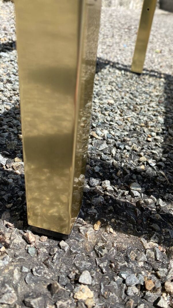 Bout de canape/etagere métal doré rectangulaire vintage 1980 pierre vande