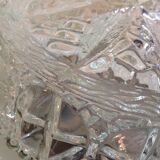 Structured glass round ceiling lamp vintage 60s-70s