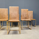 Brass dining chairs by Belgochrom, 1970s - set of 6