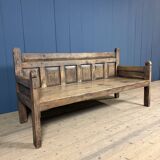 Large antique wooden Spanish bench from the 19th century
