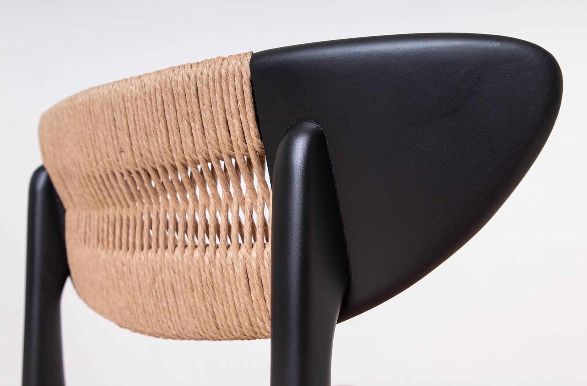 Set of 6 Scandinavian Modern Dining Chairs, Rope Seating and Backrest, 1960