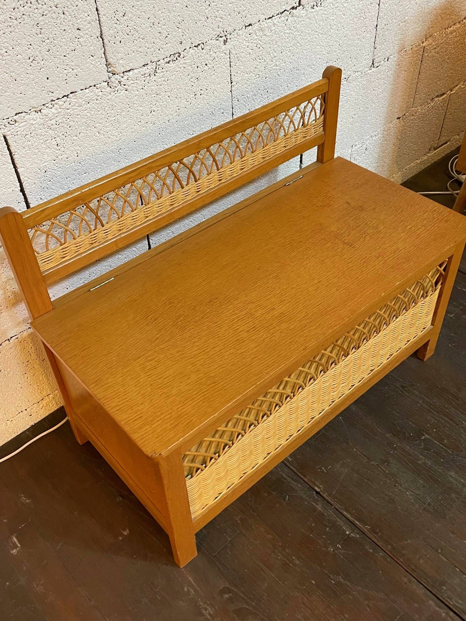 Vintage 1960s rattan toy chest