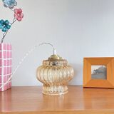 Lampe suspension baladeuse tulipe ancienne en verre doré LAMP-7405
