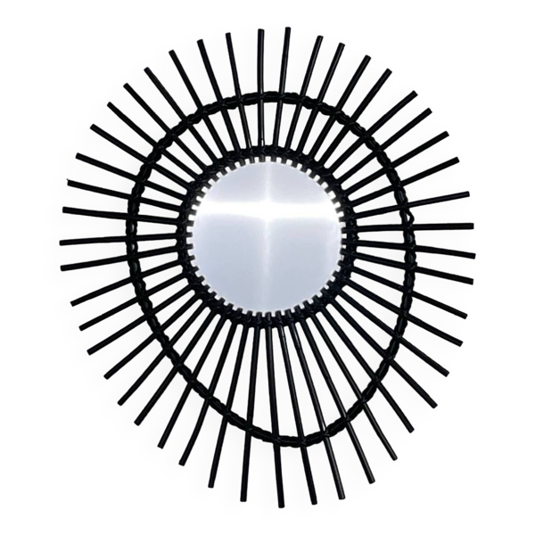 Miroir soleil en rotin