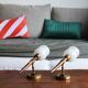 Pair of vintage Lunel house wood and brass wall lights