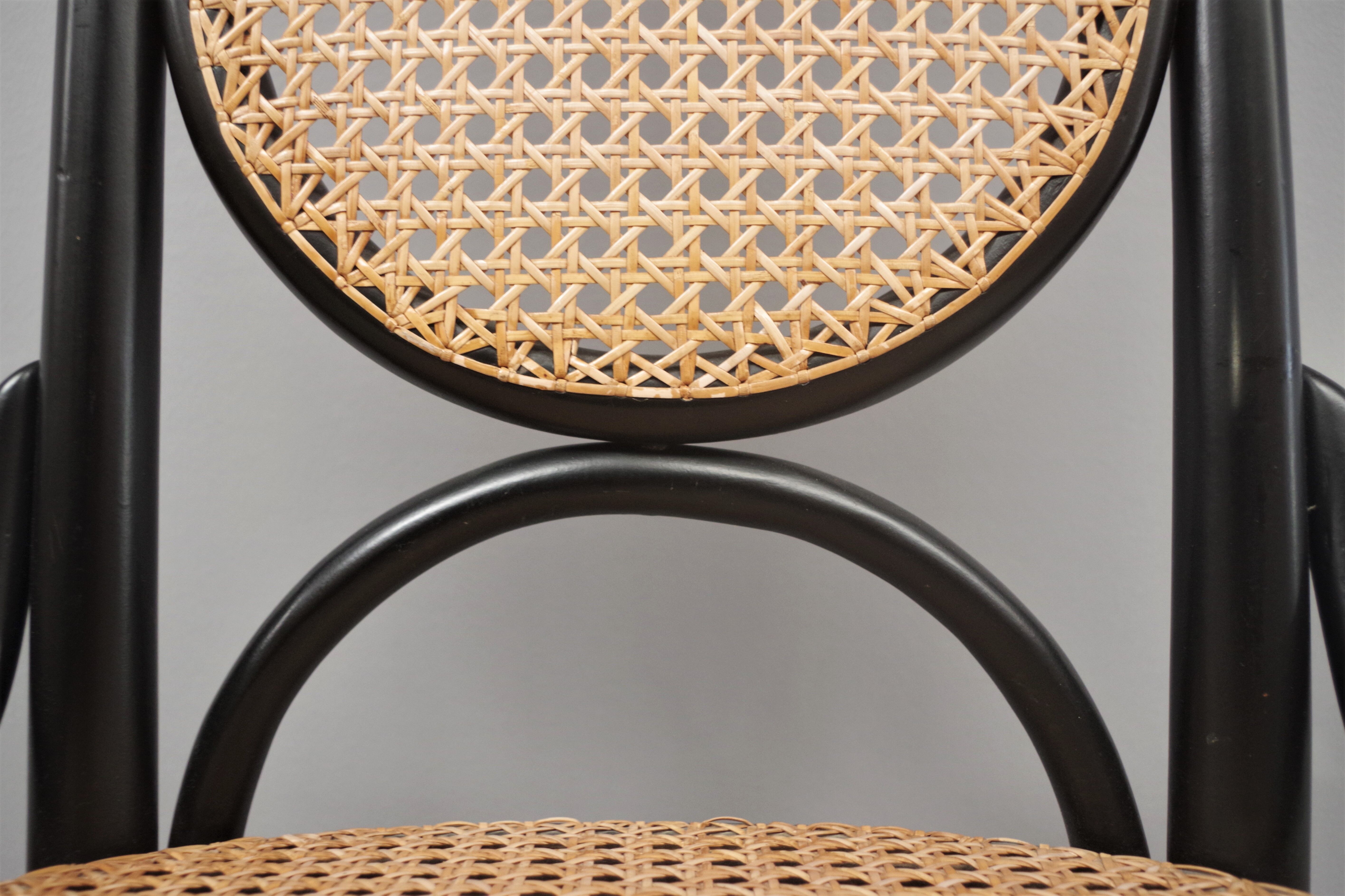 Chairs in curved beech and vienna straw, 1980s, set of 4