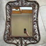 Rattan peacock mirror, 1970s