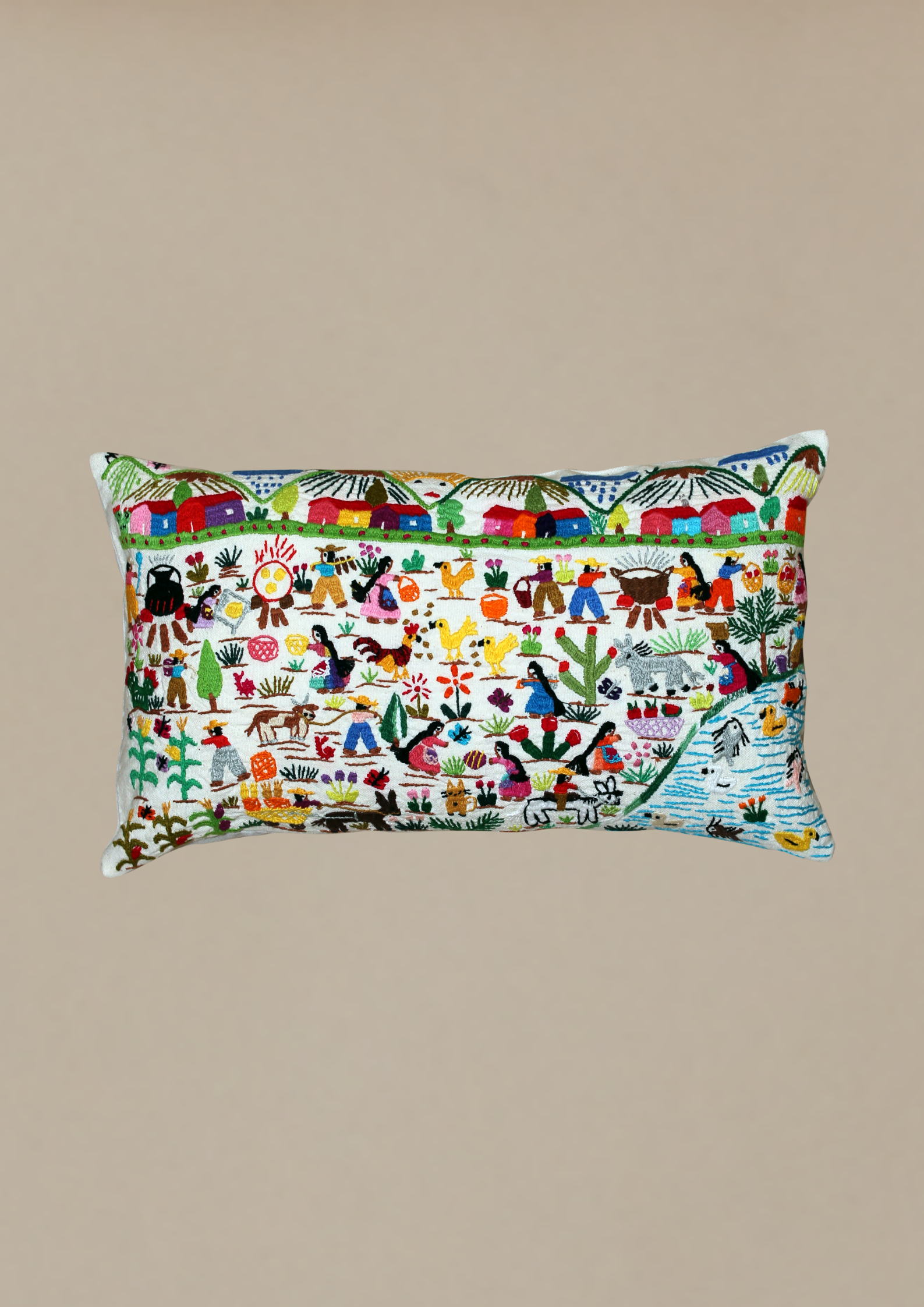 Hand-embroidered cushion