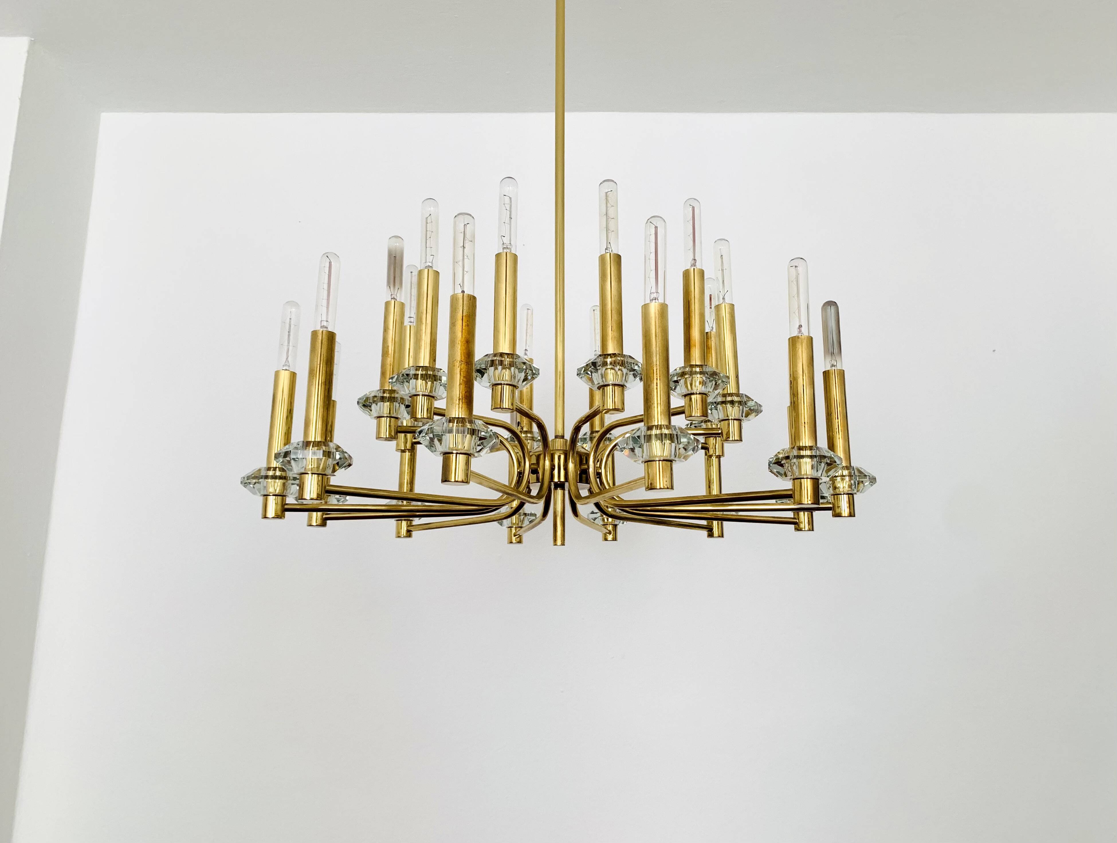 Brass Chandelier by Gaetano Sciolari