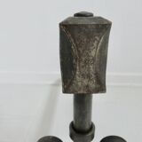 Pair of ironwork andirons in the style of Raymond Subes, circa 1940