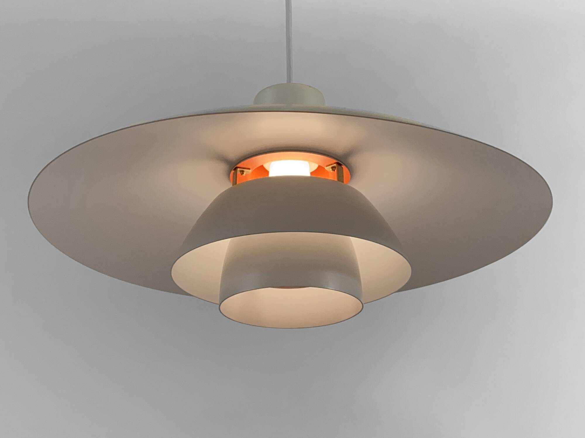 White pendant light PH 4/3 by Poul Henningsen for Louis Poulsen. Denmark 1970s