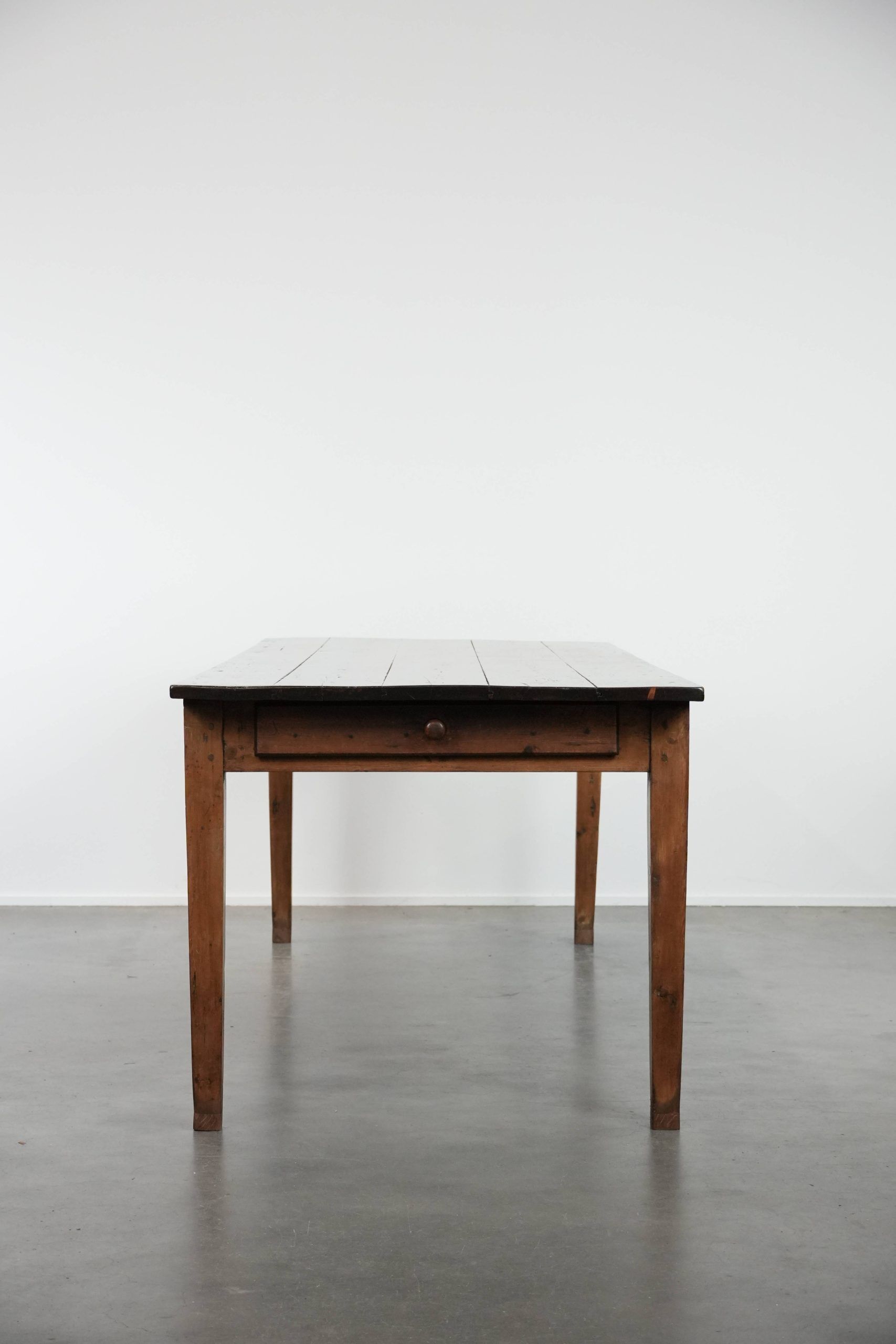 Authentic large French farmhouse antique XXL dining table with two drawers