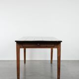 Authentic large French farmhouse antique XXL dining table with two drawers