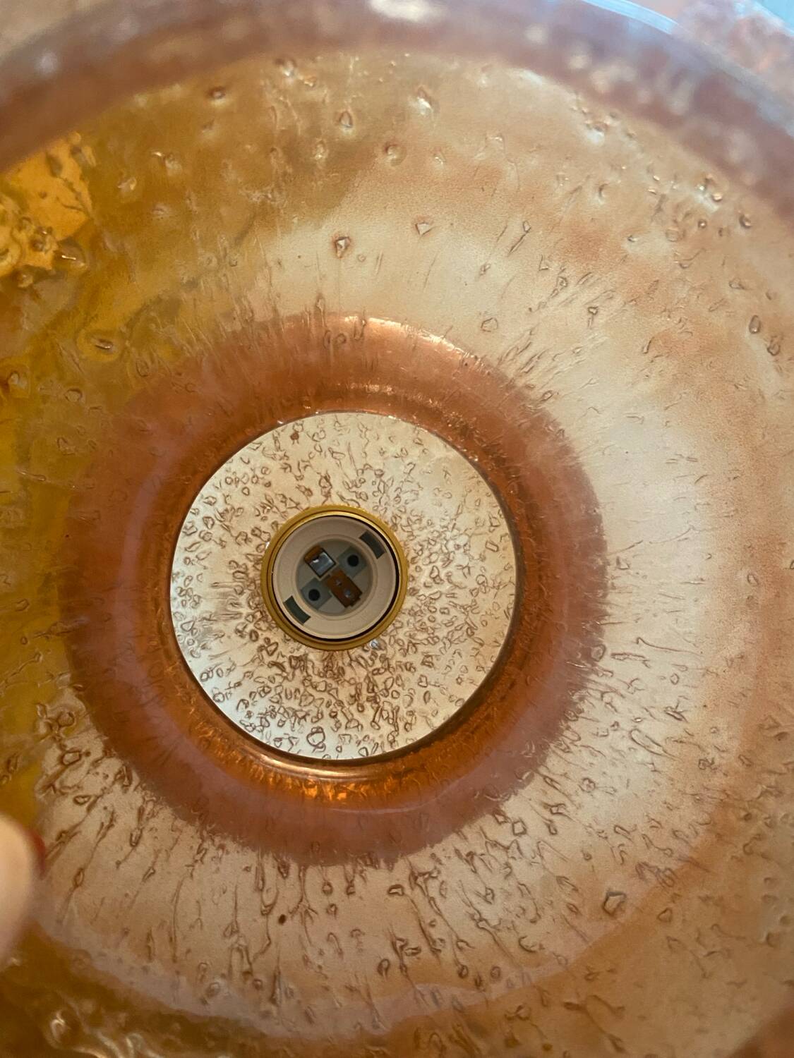 Vintage amber blown glass pendant light