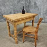 Antique pine table, folding and rotating