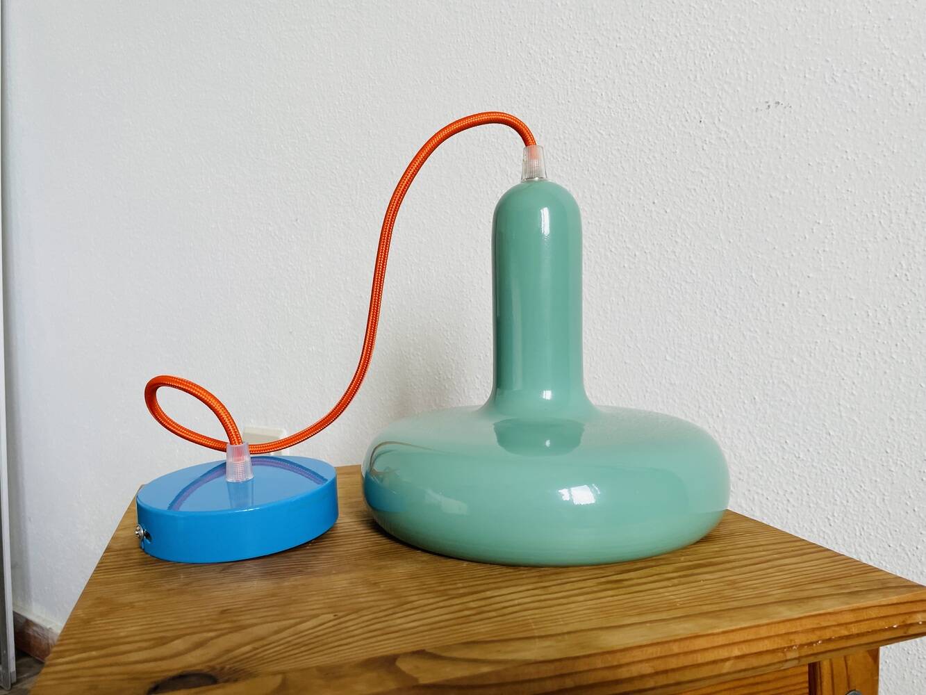 Green metal pendant light