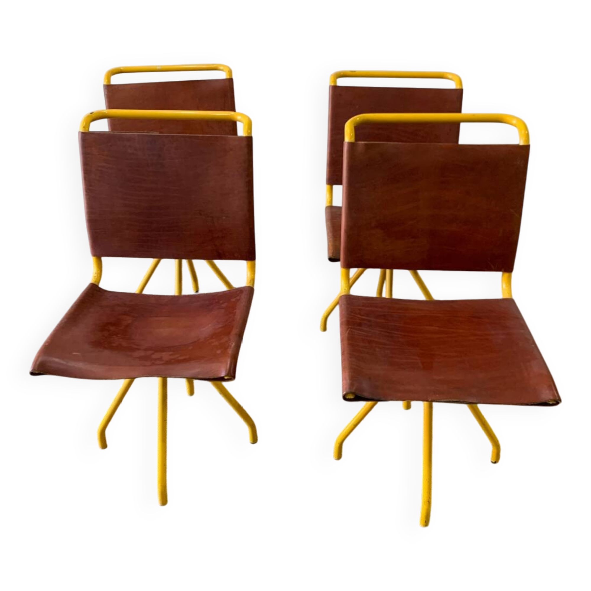 Lot de 4 chaises cuir vintage