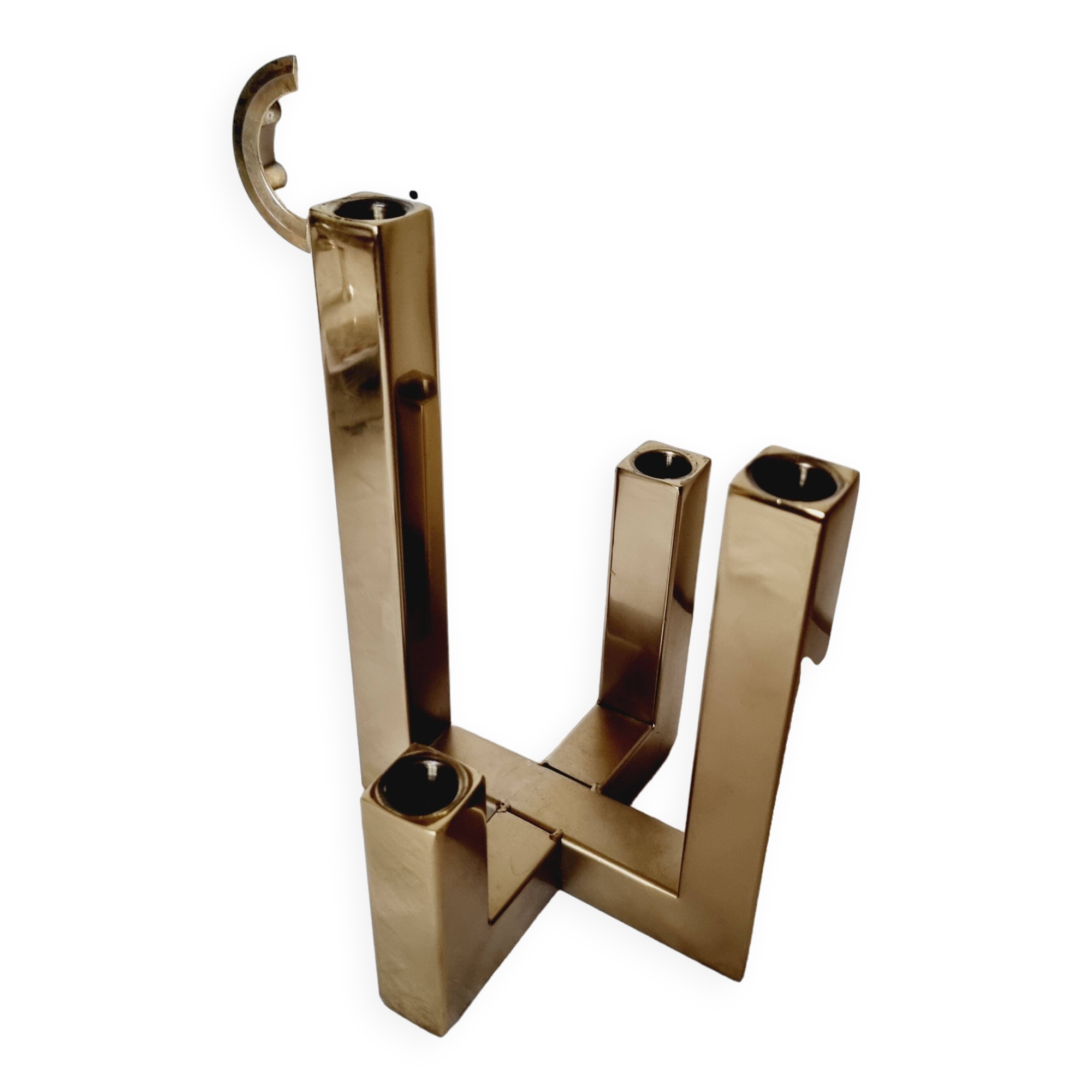 Vintage design candle holder 4 arms Gold aluminum
