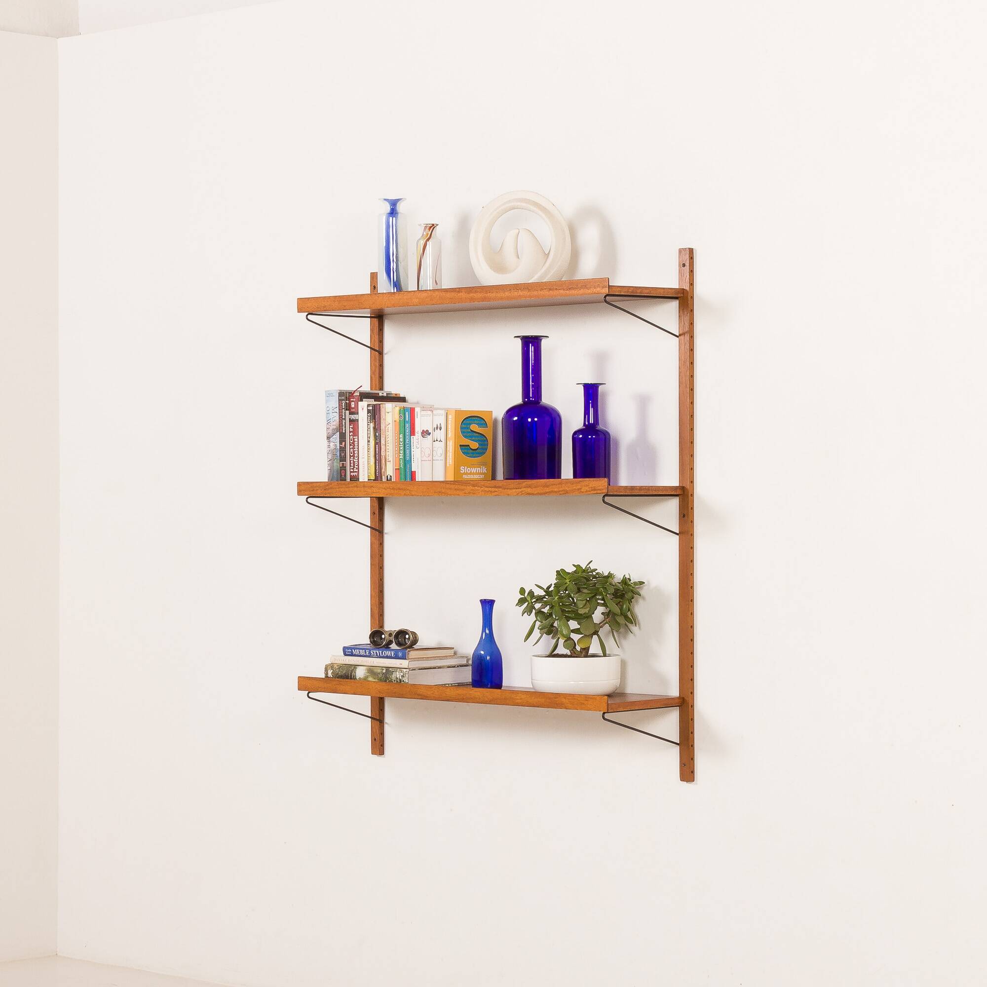 Mid century teak shelving unit, set of 3  extra wide shelves, Denmark 1970s