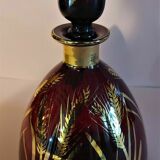 Vintage glass decanter Monaco glassware ruby and gold