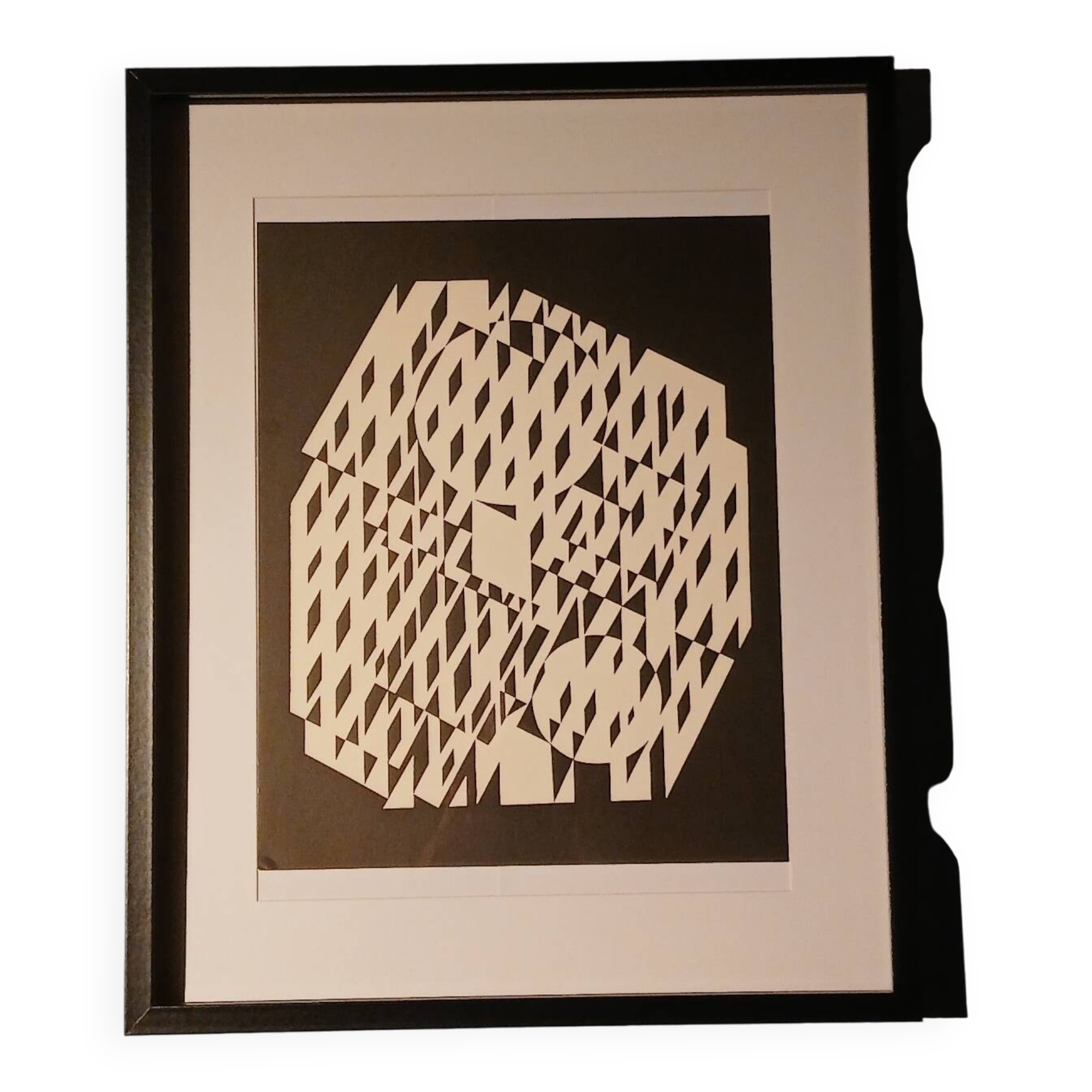 Tableau Vintage Art Optique - Victor Vasarely - Frame 50x40cm