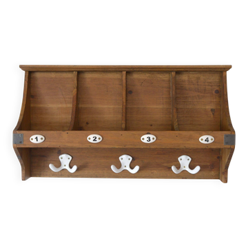 Vintage Wall Wooden Shelf / Mid Century Mail Organizer / Key Holder