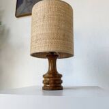 1950s turned olive wood table lamp