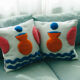 Handmade Wool Cushion Cover Orange Vase 45 x 45 cm