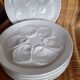5 white oyster plates, St Amand faiencerie - vintage