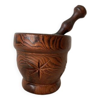 Mahogany wood mortar and pestle