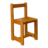 Cubist chair in solid pine - Brutalist style, 1970s