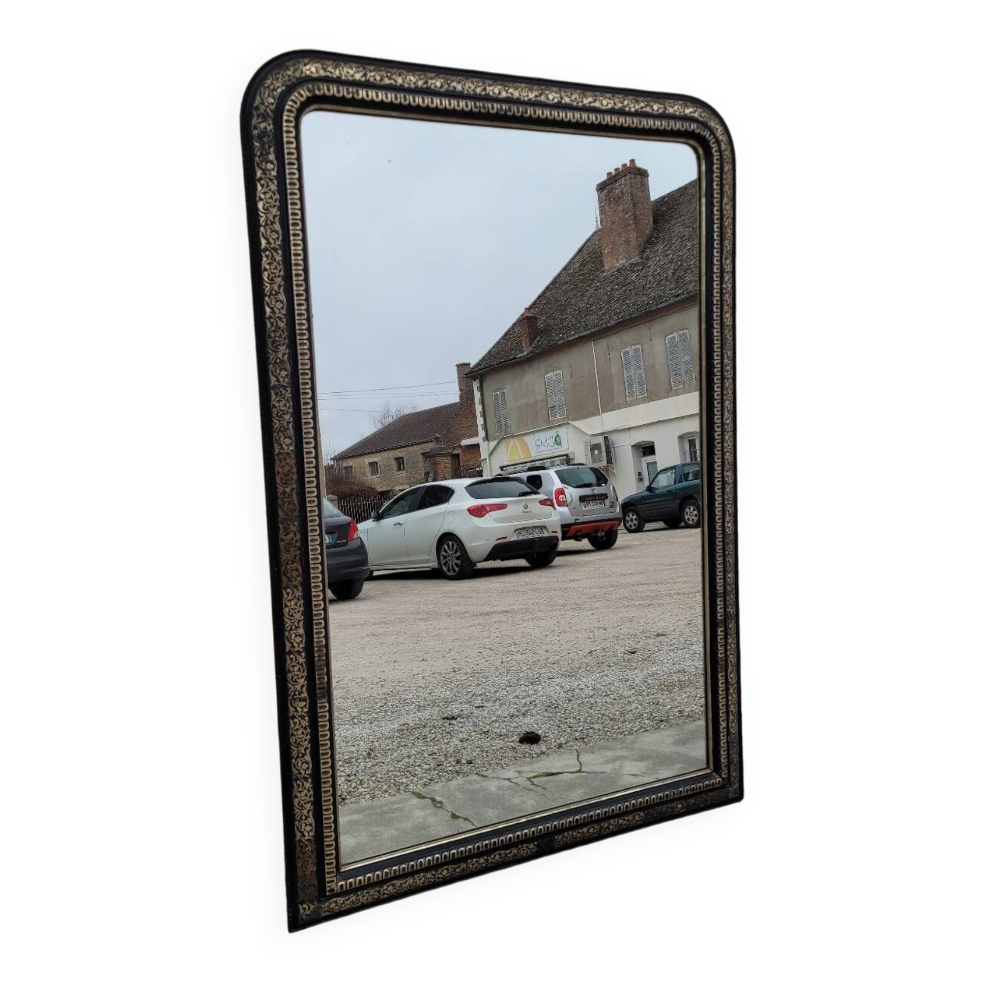 Louis Philippe Napoleon III mirror in decorated gilded wood - 1m70